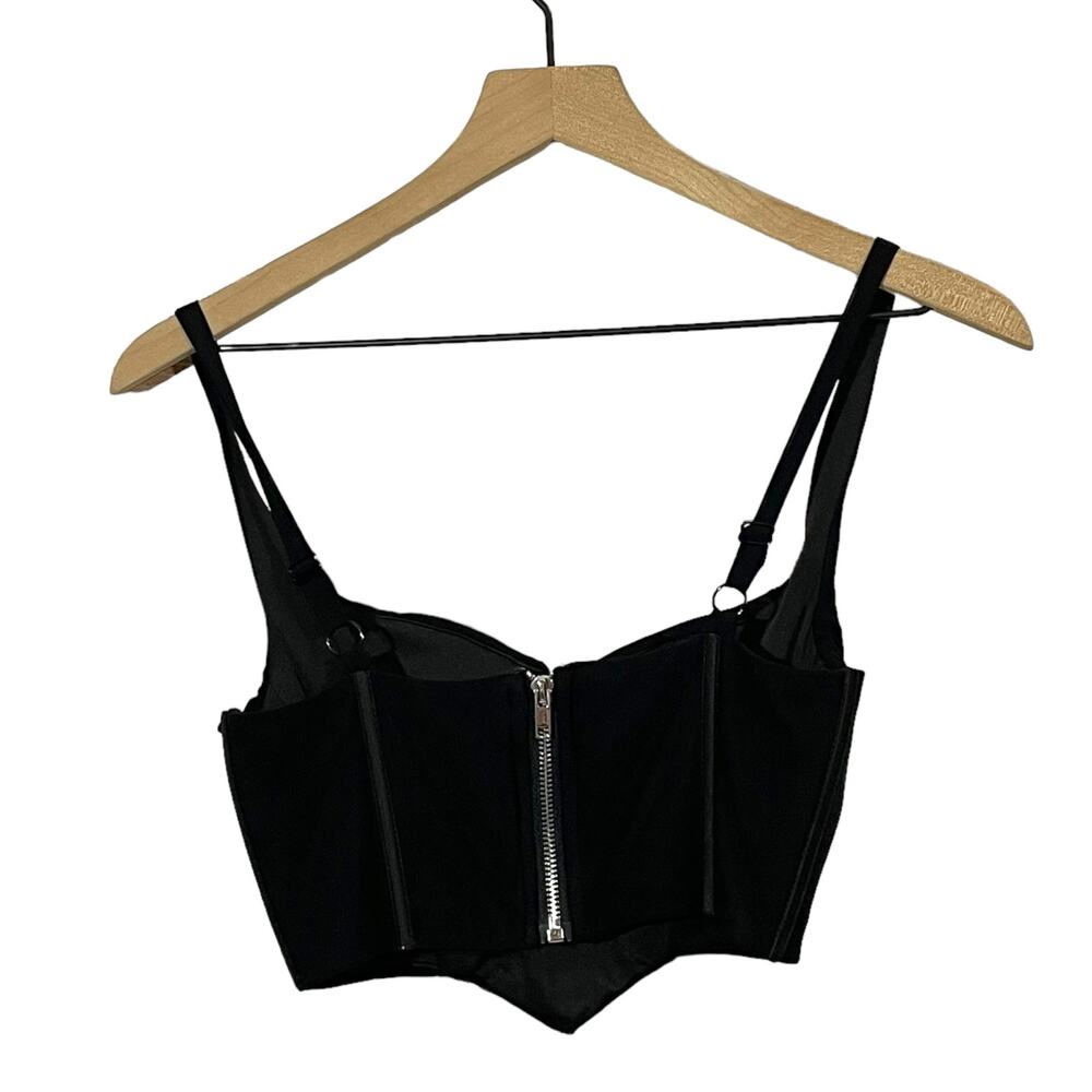 White Fox Cropped Corset Top - Black - Small - Picture 3 of 10